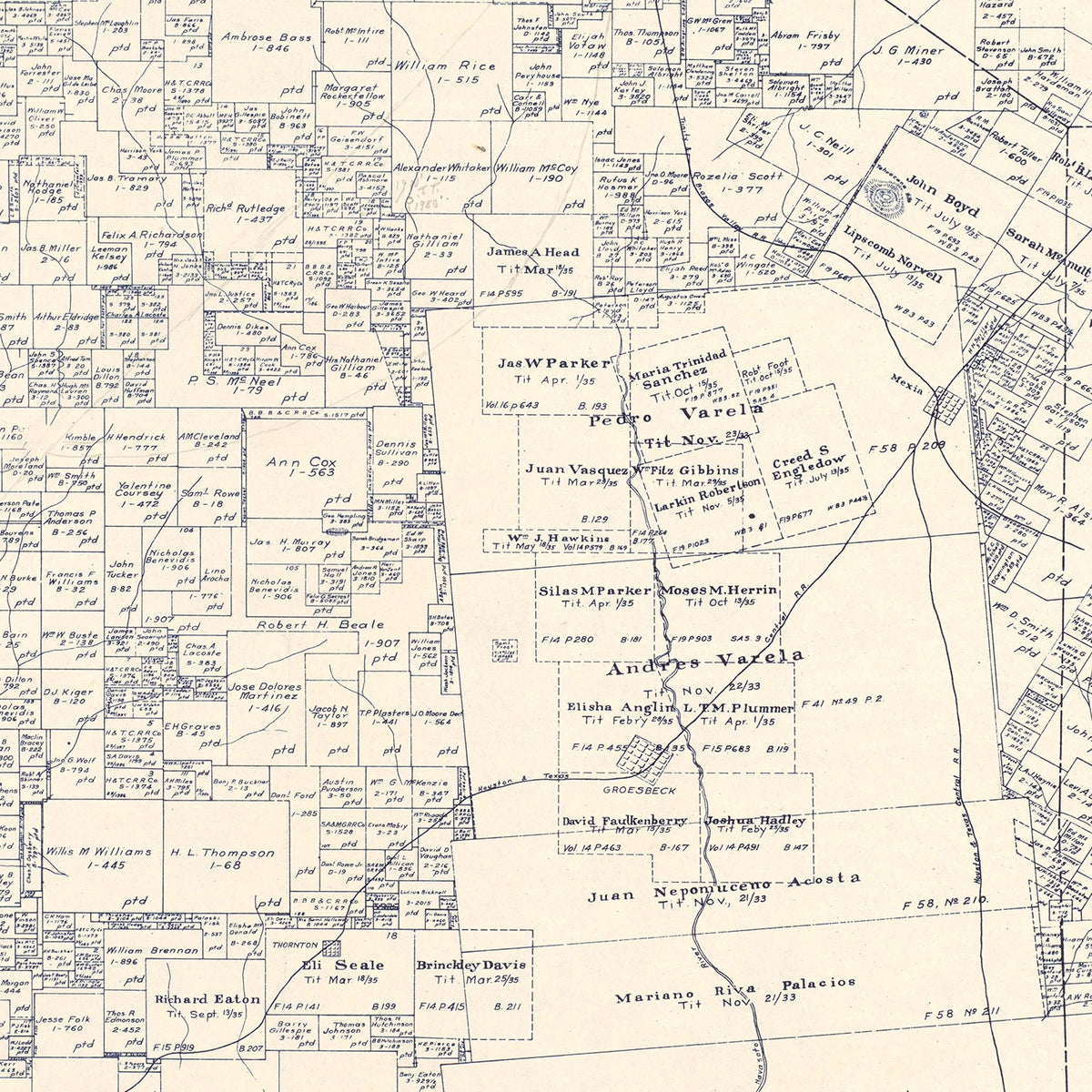 Restored historic details from the 1922 county map of Limestone County, Texas