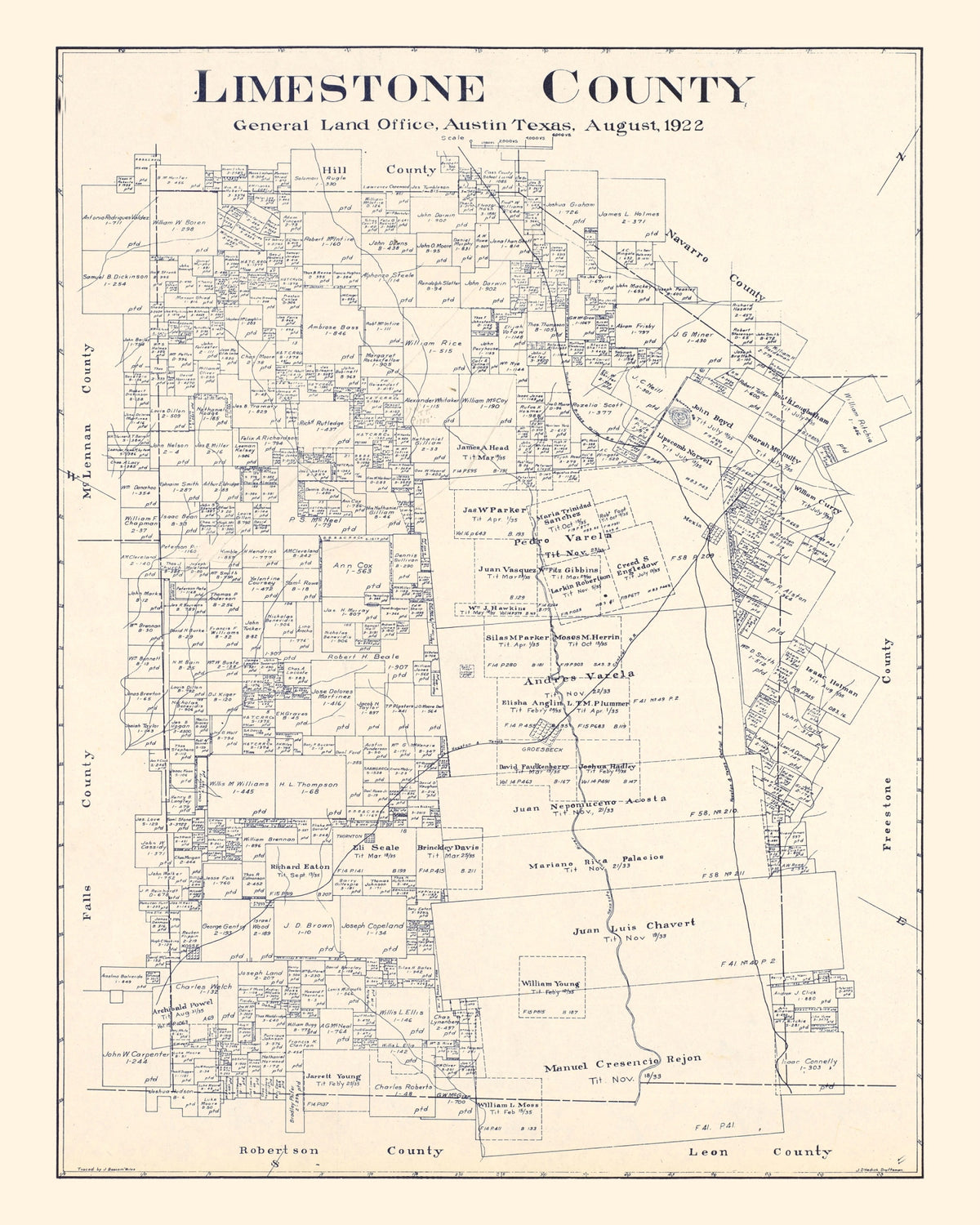 Preview of Vintage Map of Limestone County, Texas 1922