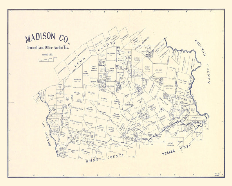 Size comparison using Vintage Map of Madison County, Texas 1922