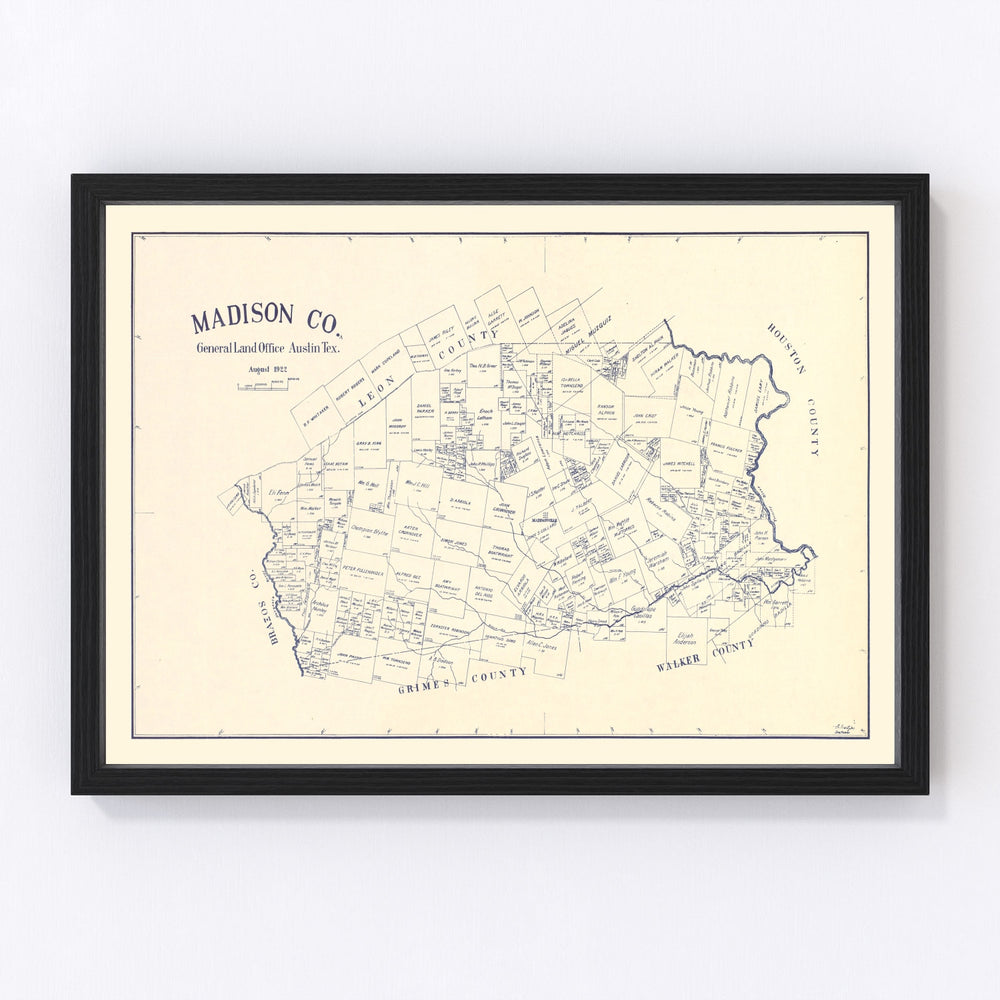 Madison County Vintage Map 1922