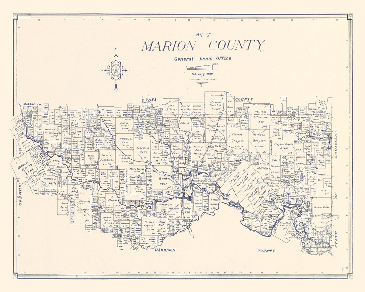 Preview of Vintage Map of Marion County, Texas 1920