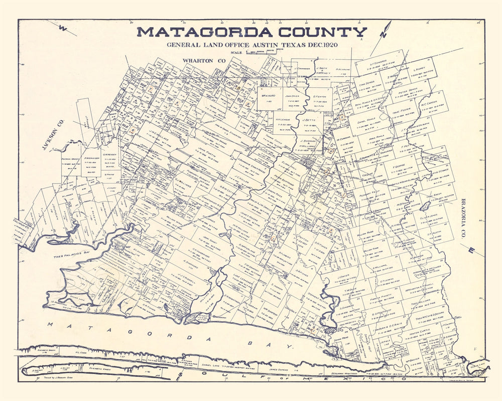 Vintage Map of Matagorda County, Texas 1920 print style example