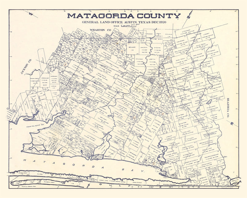 Size comparison using Vintage Map of Matagorda County, Texas 1920