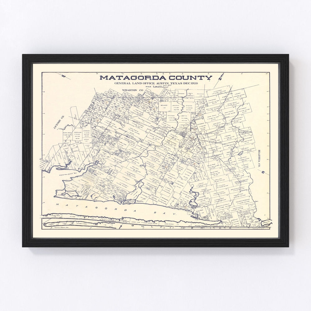 Matagorda County Vintage Map 1920