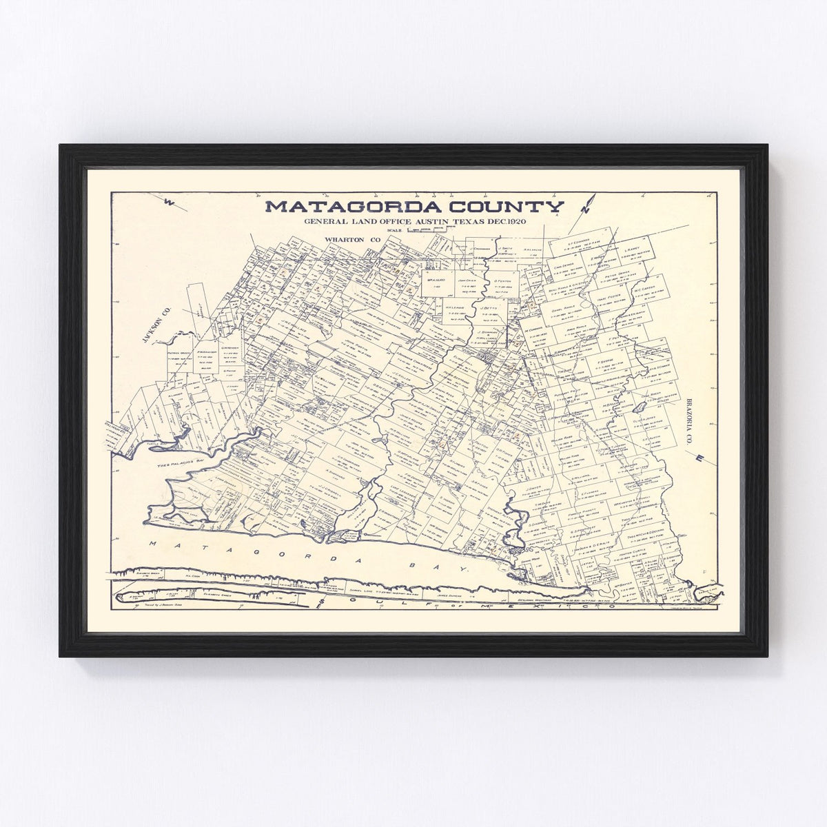 Matagorda County Vintage Map 1920