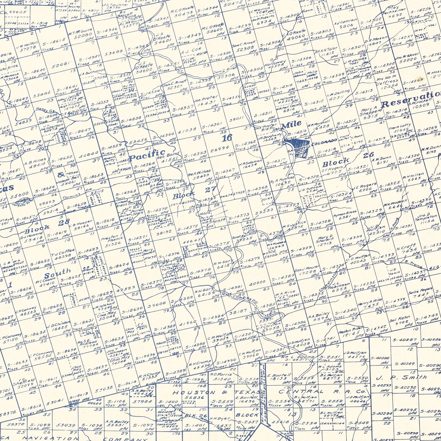 Restored historic details from the 1922 county map of Mitchell County, Texas