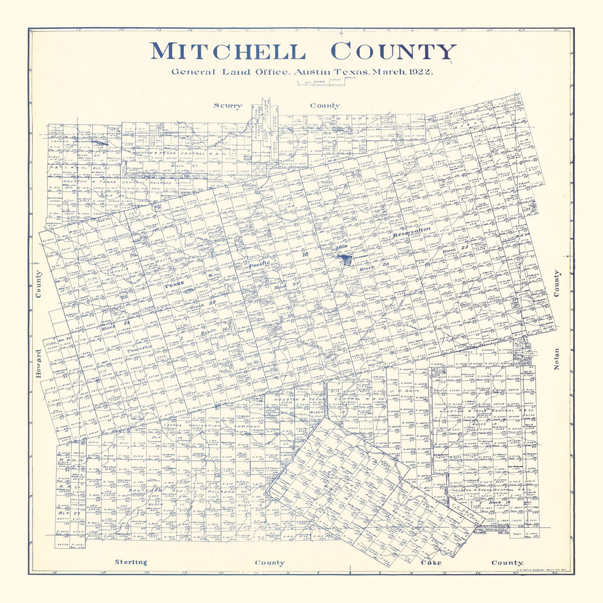 Preview of Vintage Map of Mitchell County, Texas 1922