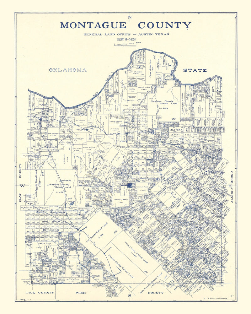 Size comparison using Vintage Map of Montague County, Texas 1924