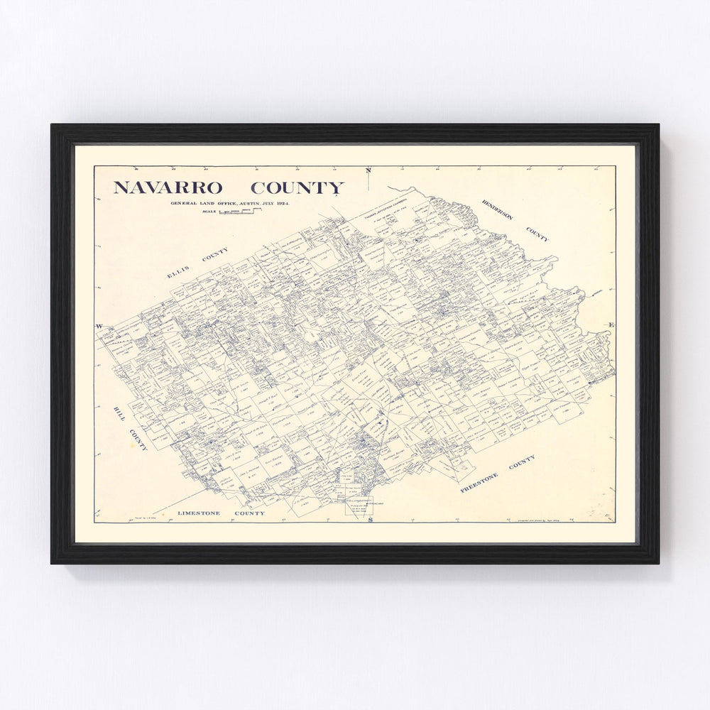 Navarro County Vintage Map 1924