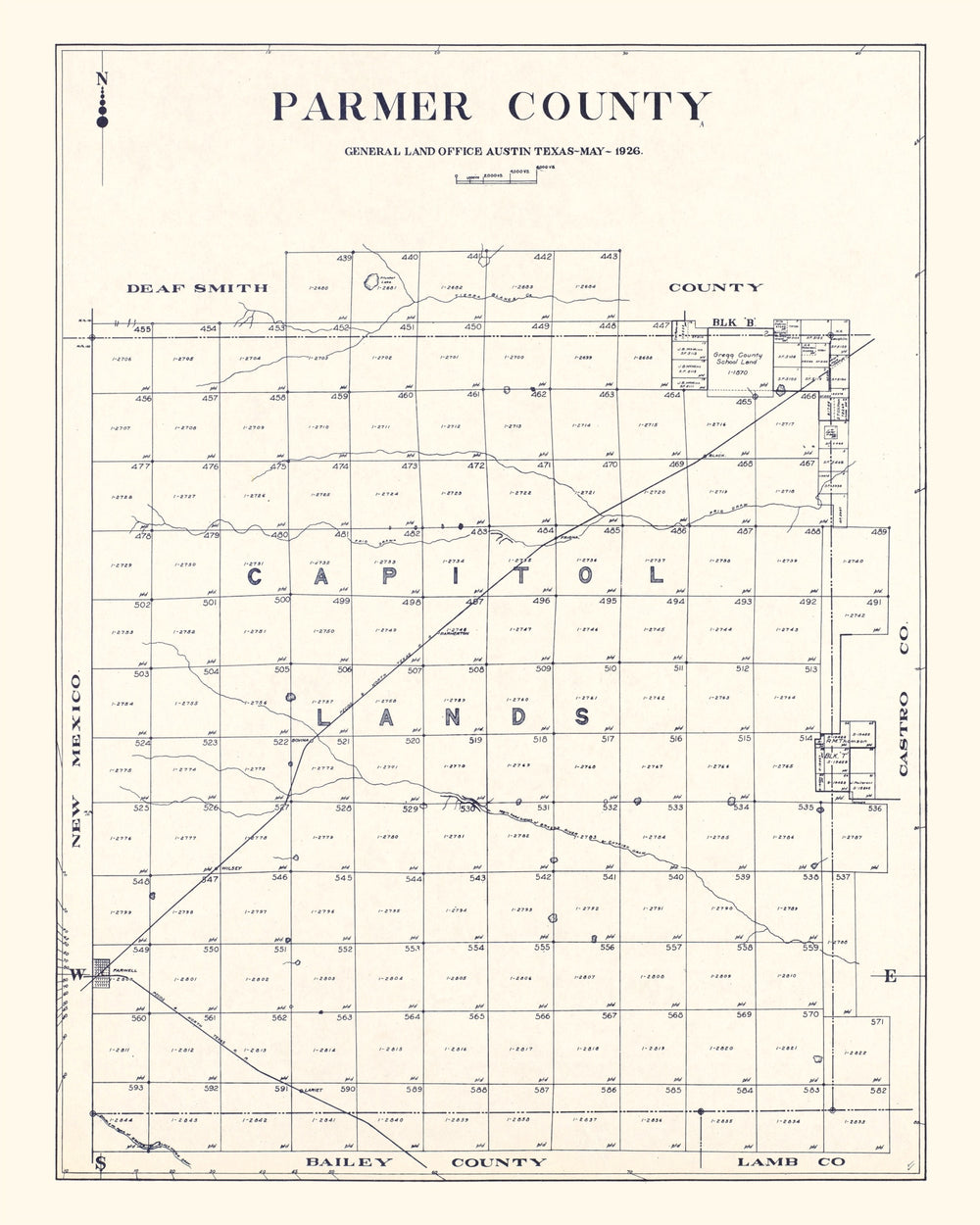 Vintage Map of Parmer County, Texas 1926 print style example