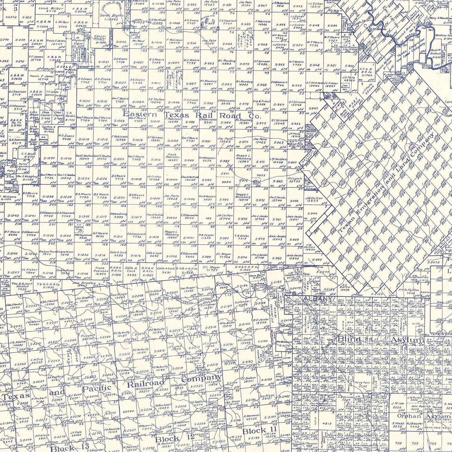 Restored historic details from the 1920 county map of Shackelford County, Texas