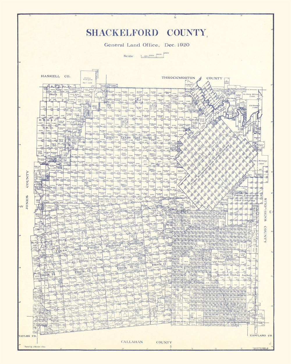 Vintage Map of Shackelford County, Texas 1920 print style example