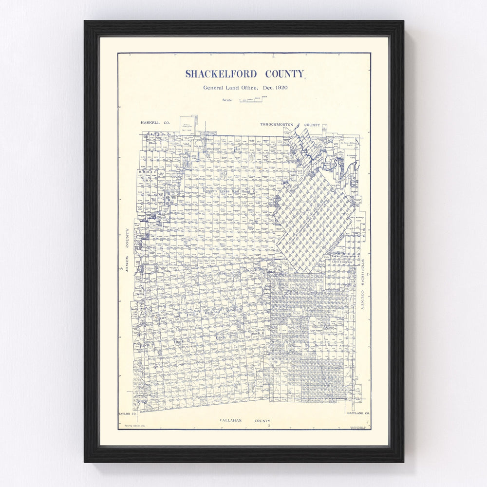 Shackelford County Vintage Map 1920