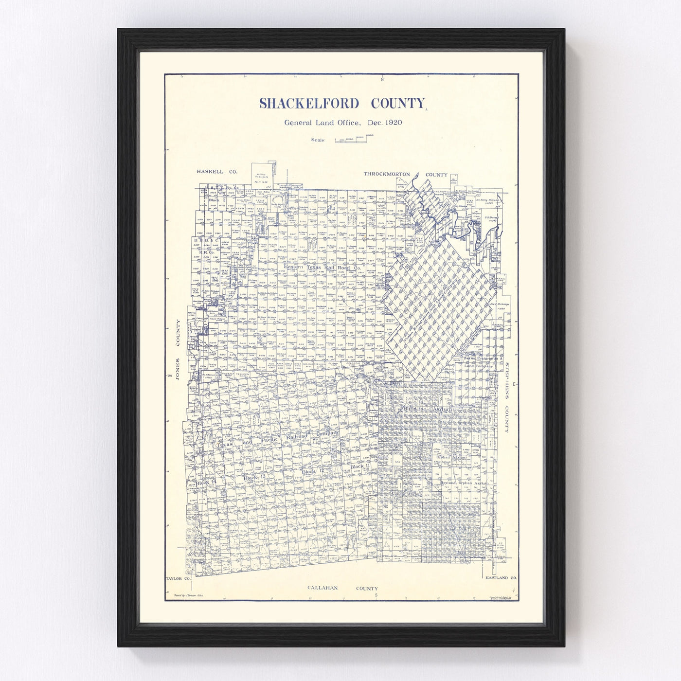 Shackelford County Vintage Map 1920