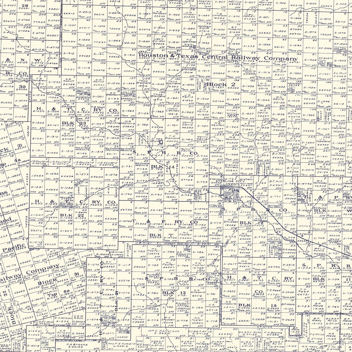 Restored historic details from the 1926 county map of Sterling County, Texas