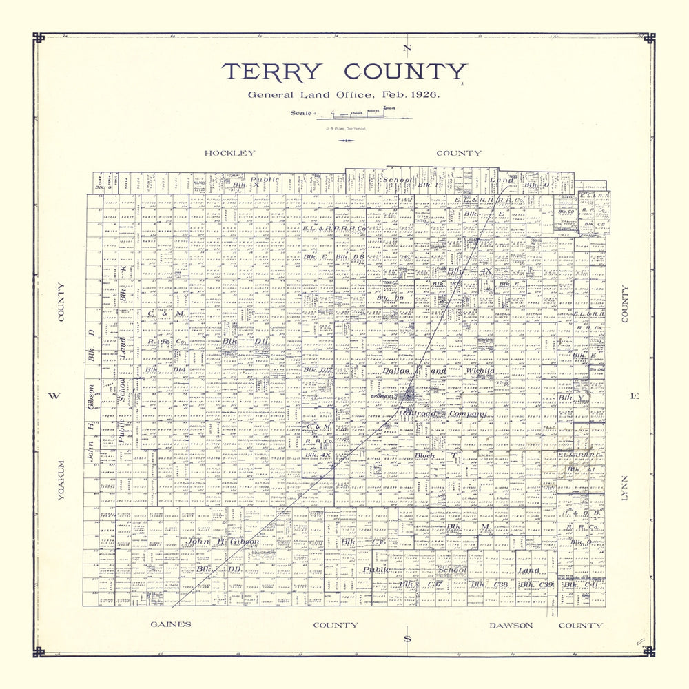 Vintage Map of Terry County, Texas 1926 print style example