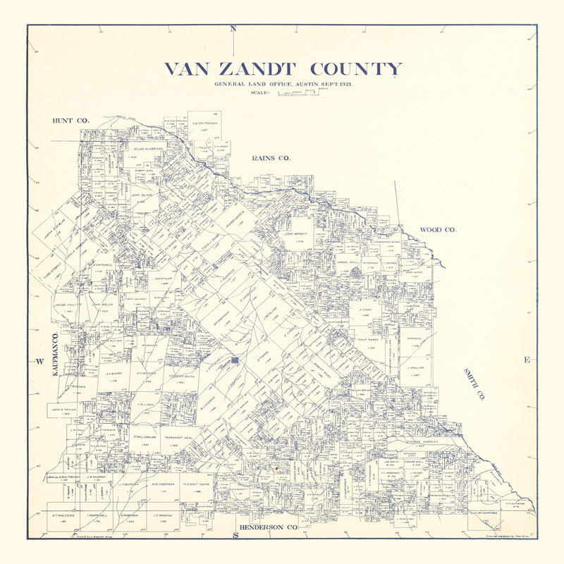 Size comparison using Vintage Map of Van Zandt County, Texas 1921