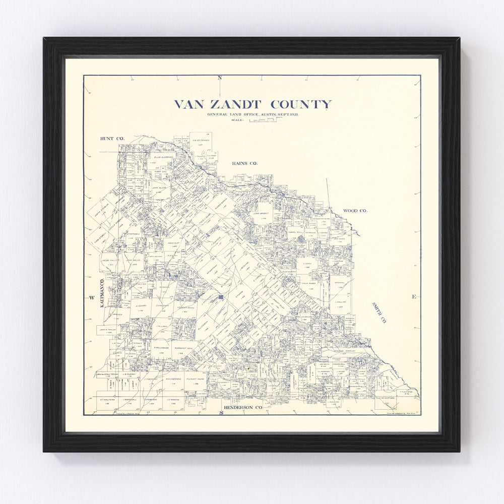 Van Zandt County Vintage Map 1921