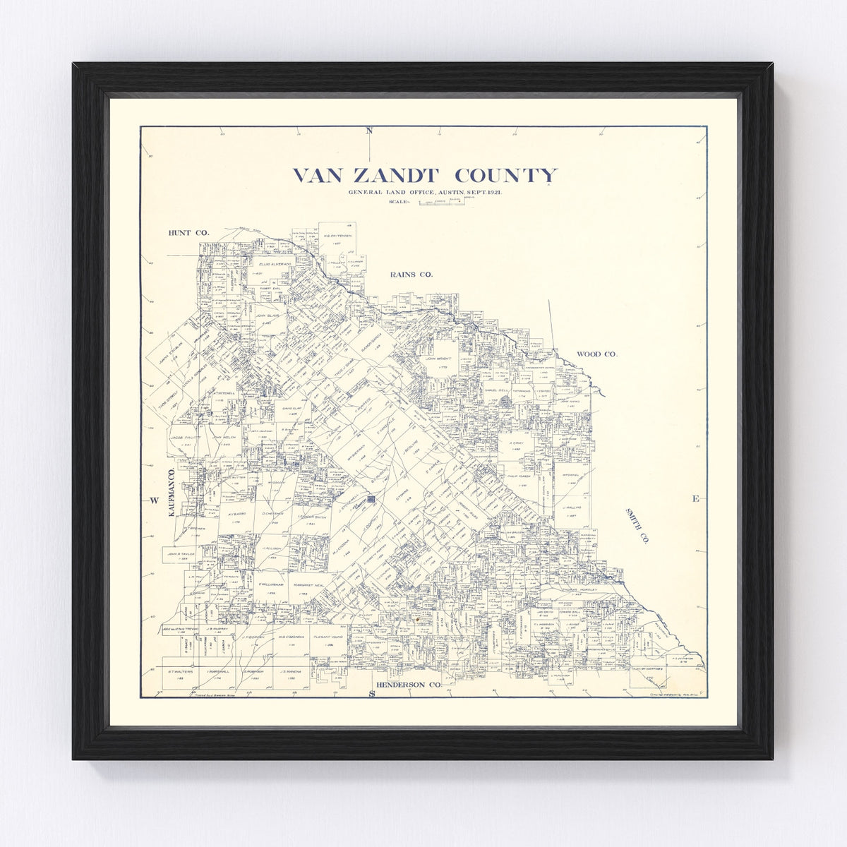 Van Zandt County Vintage Map 1921