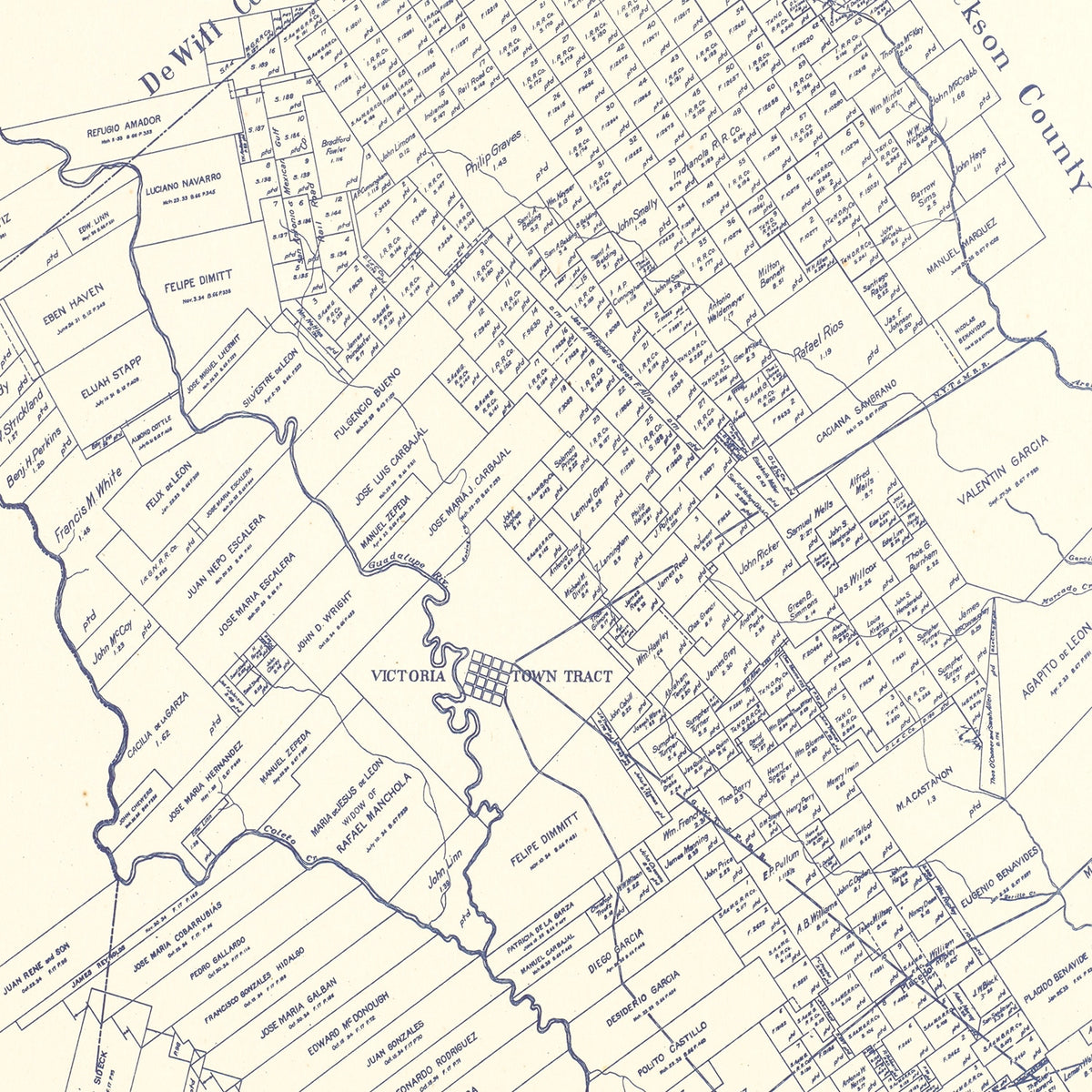 Restored historic details from the 1921 county map of Victoria County, Texas