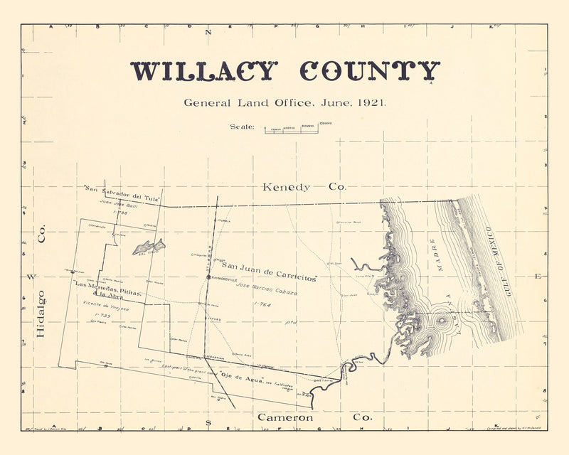Size comparison using Vintage Map of Willacy County, Texas 1921
