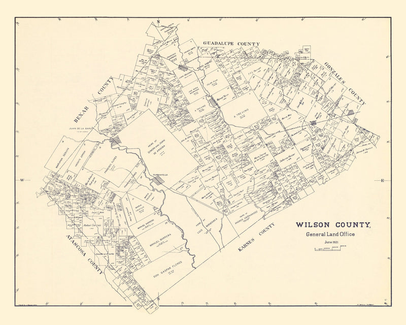 Size comparison using Vintage Map of Wilson County, Texas 1921