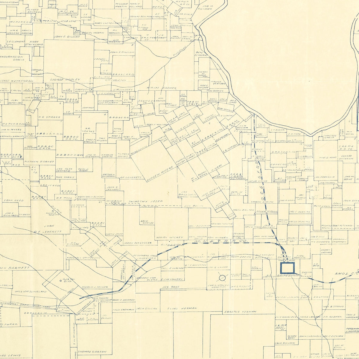 Restored historic details from the 1920 county map of Cooke County, Texas
