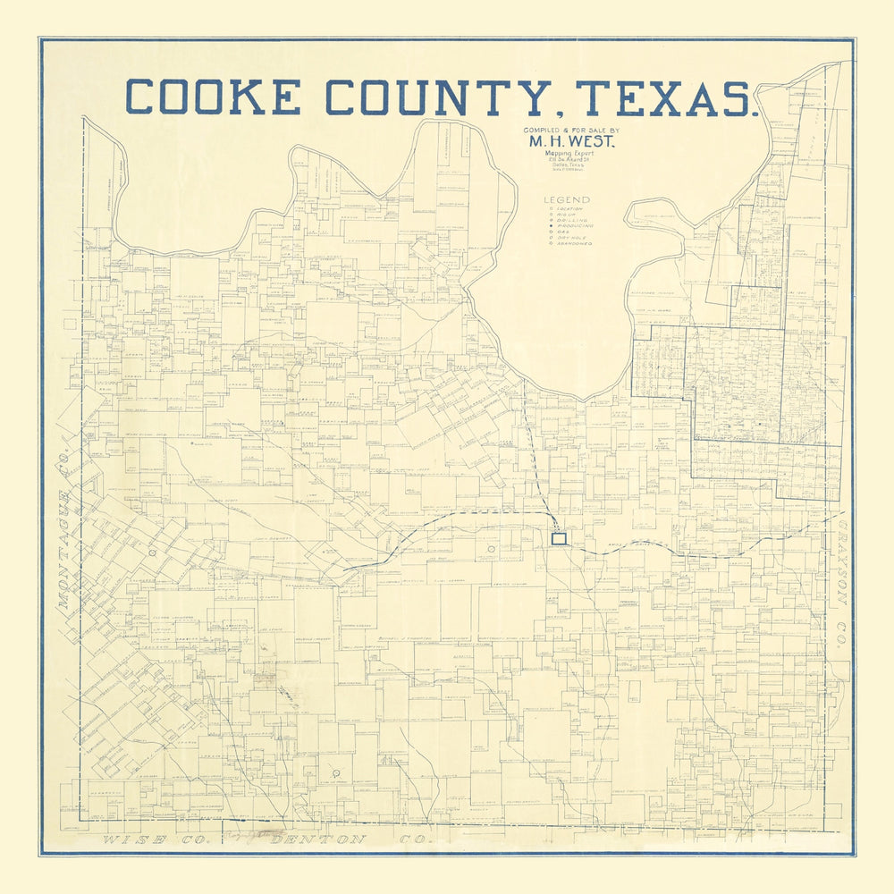Vintage Map of Cooke County, Texas 1920 print style example
