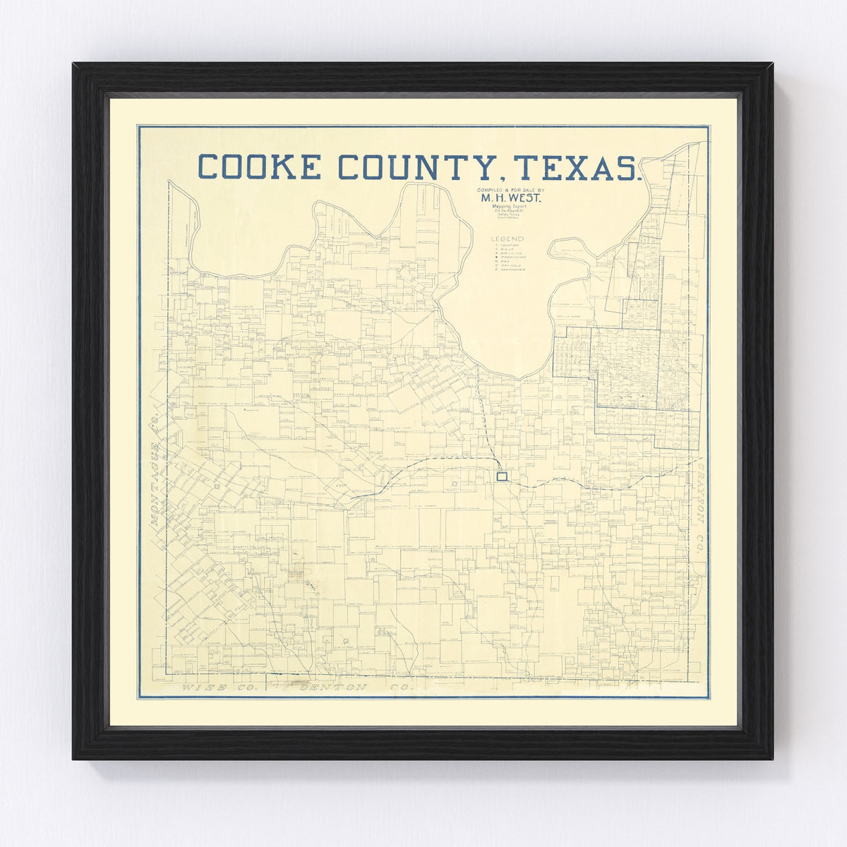 Cooke County Vintage Map 1920