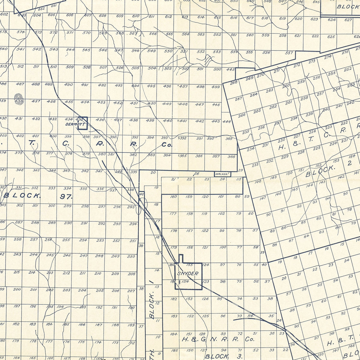 Restored historic details from the 1923 county map of Scurry County, Texas