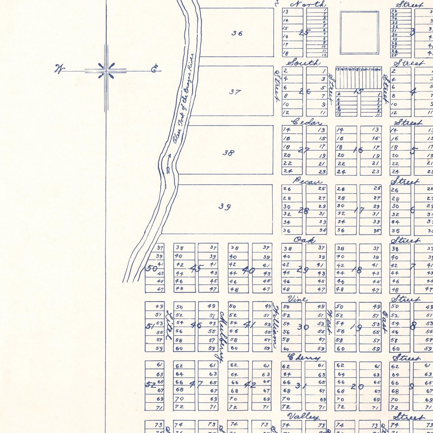 Restored historic details from the 1929 city map of Buffalo Gap, Texas