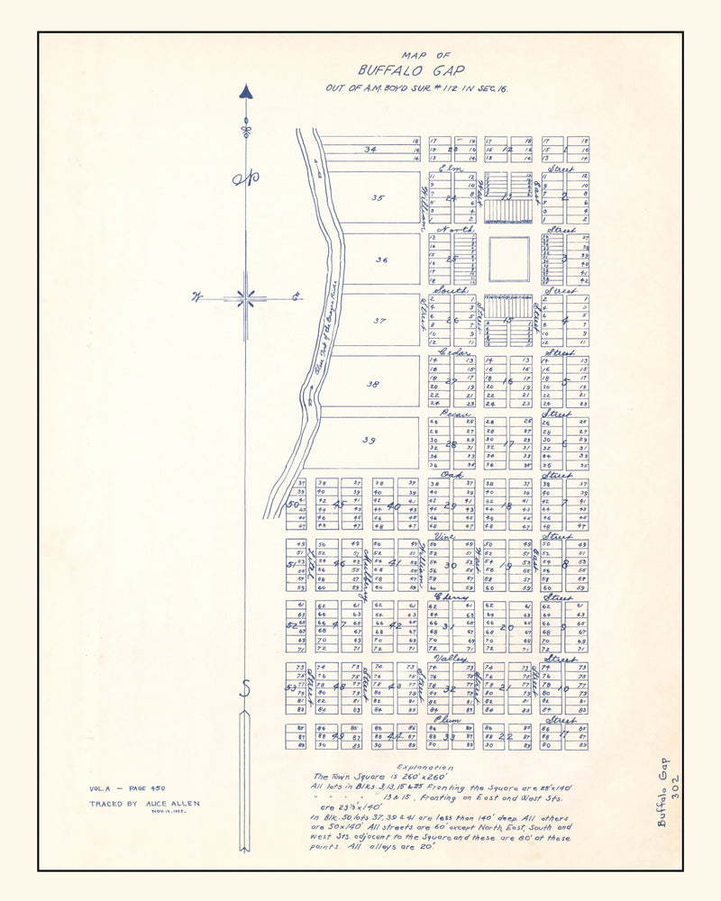 Size comparison using Vintage Map of Buffalo Gap, Texas 1929
