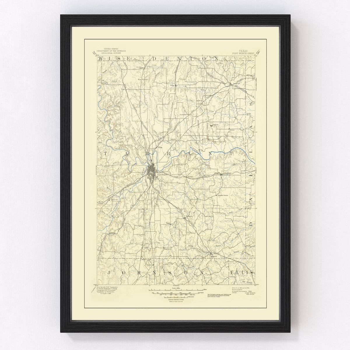 Fort Worth Vintage Map 1949