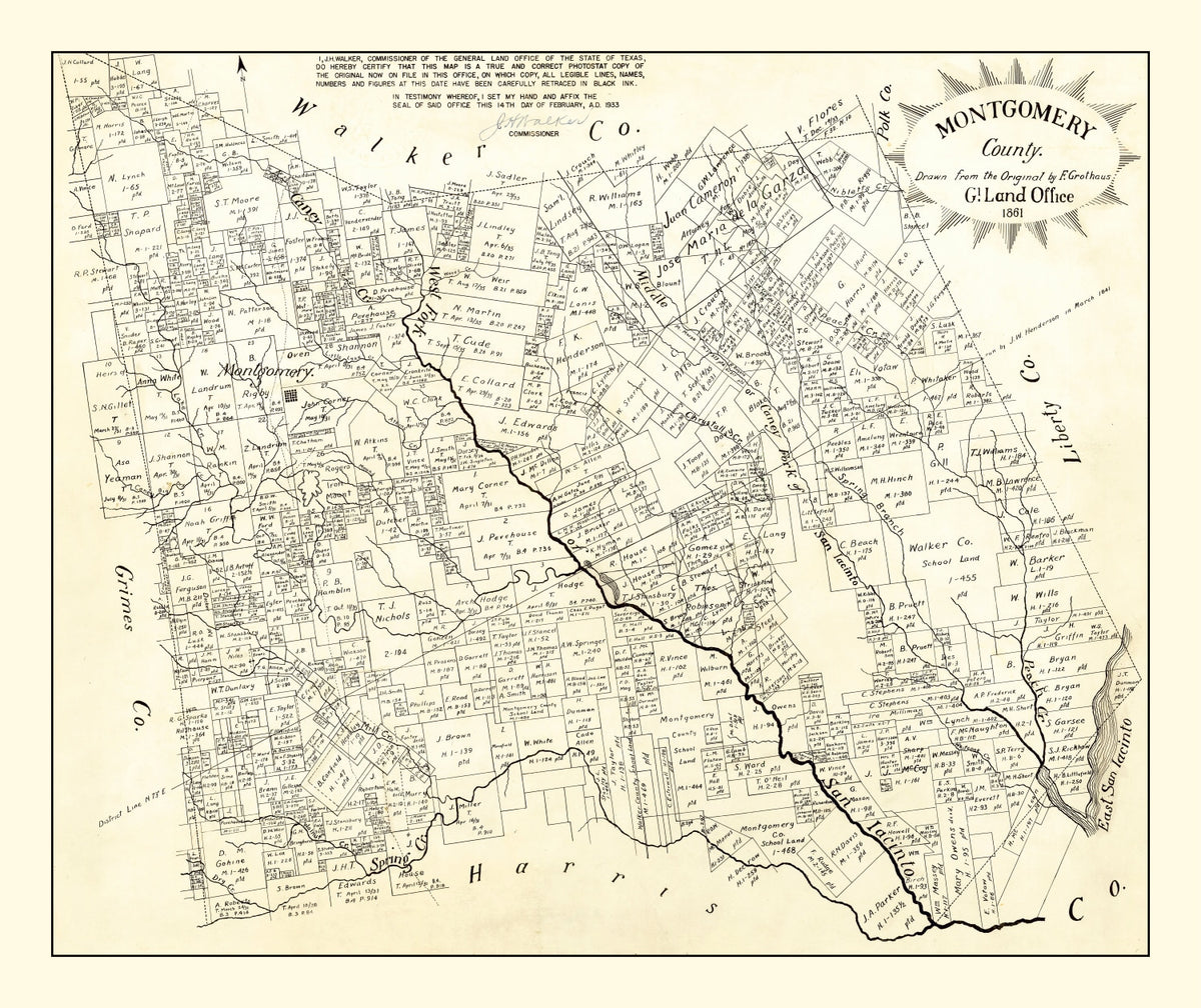 Preview of Vintage Map of Montgomery County, Texas 1933