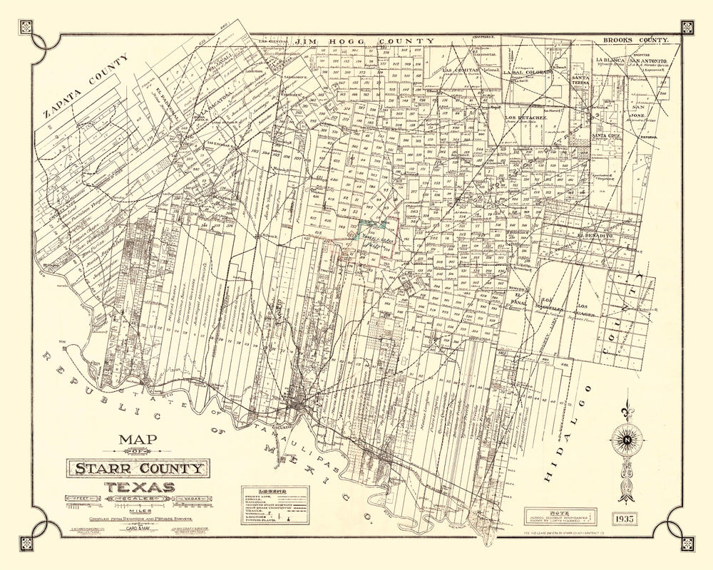 Vintage Map of Starr County, Texas 1935 print style example