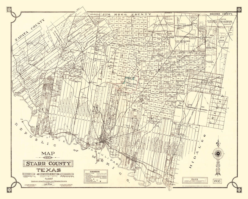 Size comparison using Vintage Map of Starr County, Texas 1935