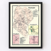 Harvard Vintage Map 1870