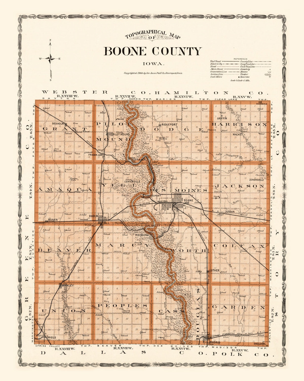 Preview of Vintage Map of Boone County, Oklahoma 1904