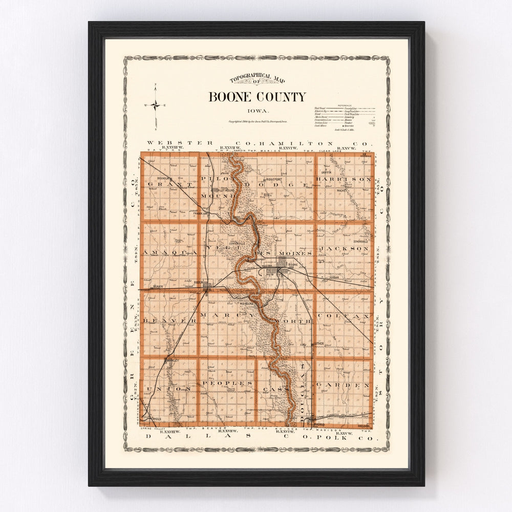 Boone County Vintage Map 1904