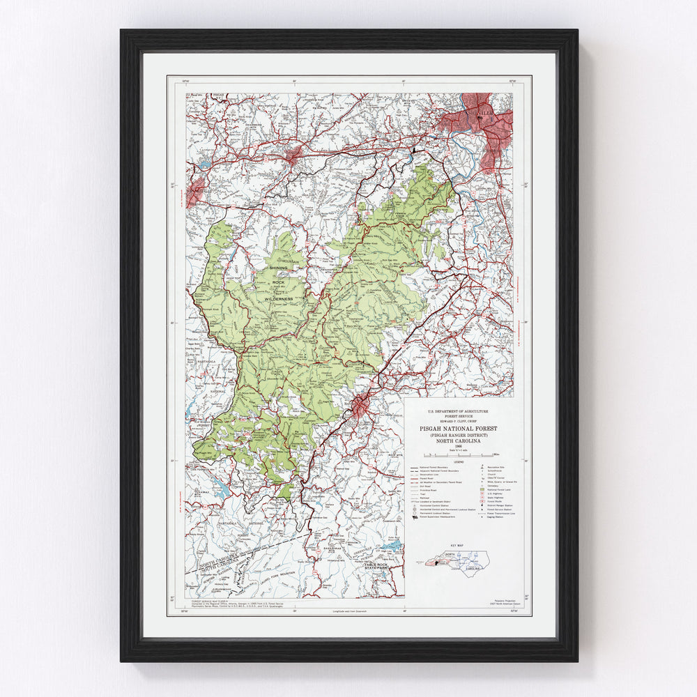 Pisgah National Forest Vintage Map 1966