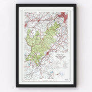 Pisgah National Forest Vintage Map 1966