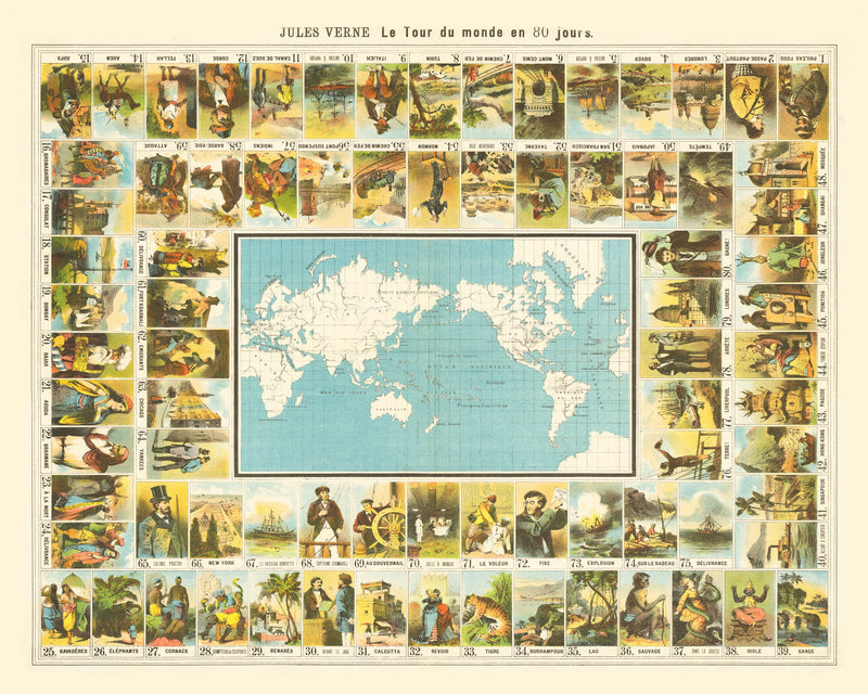 Size comparison using Jules Verne Around The World In 80 Days Map 1870