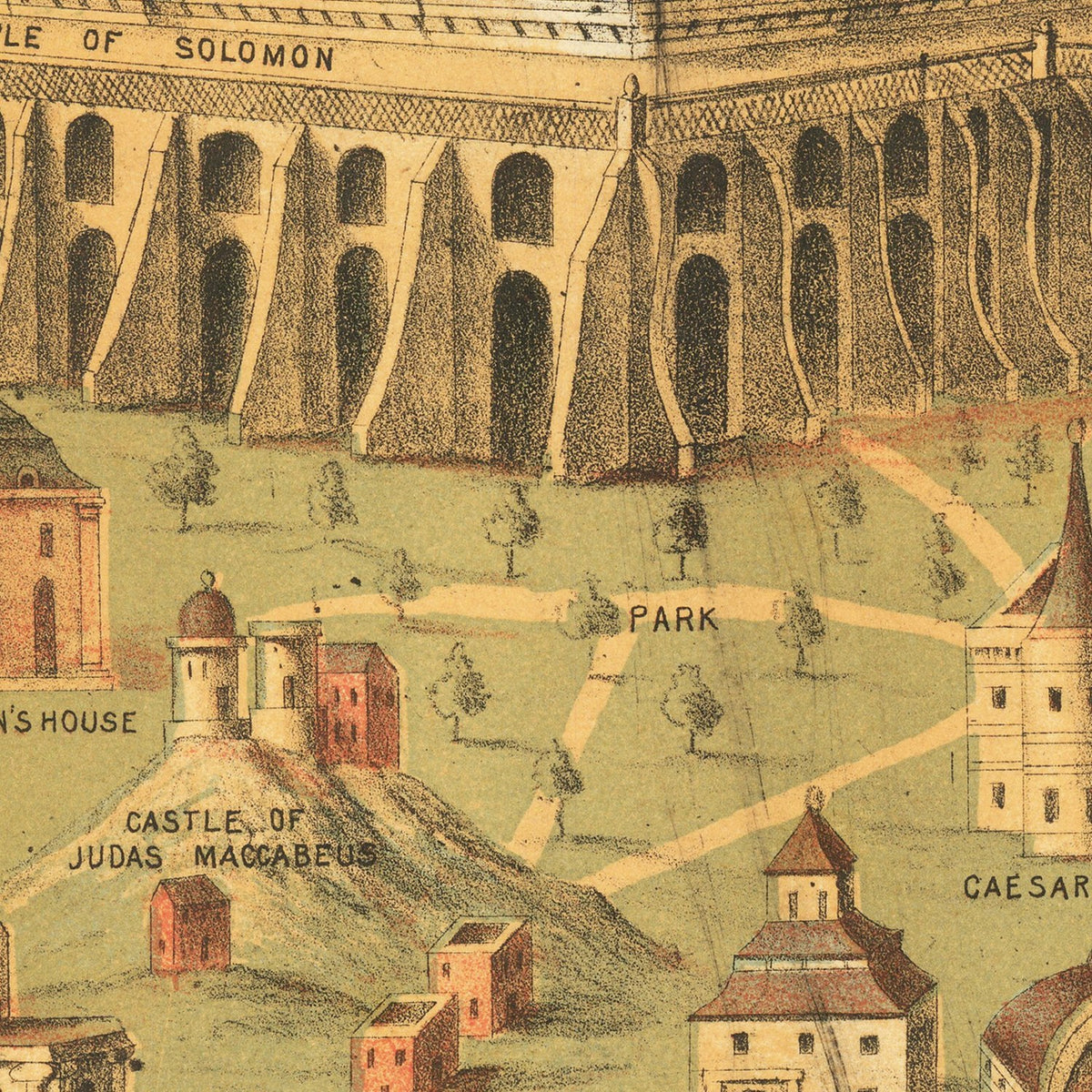 Restored historic details from the 1871 city map of Jerusalem
