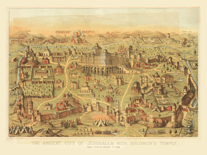 Size comparison using Vintage Map of Jerusalem, Israel 1871