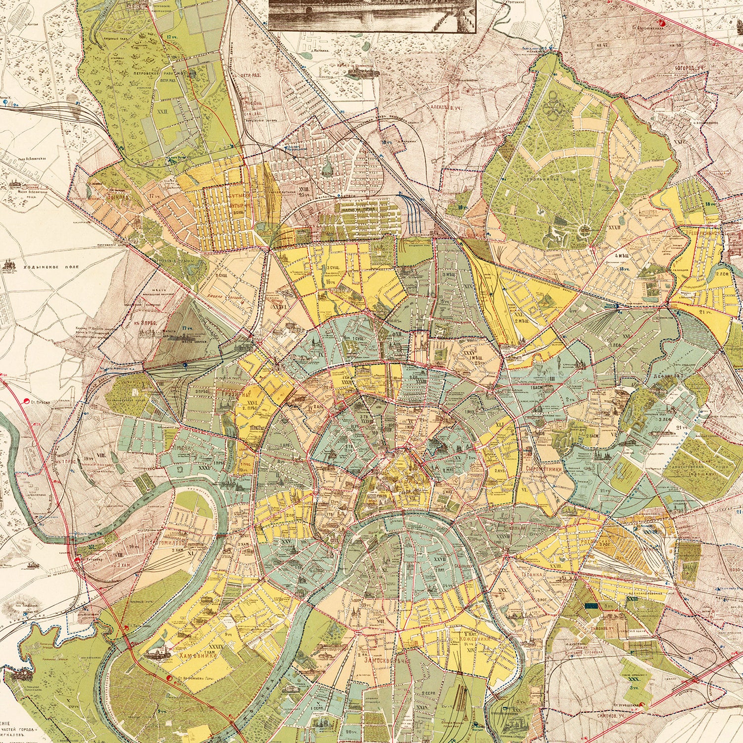 Restored historic details from the 1910 city map of Moscow