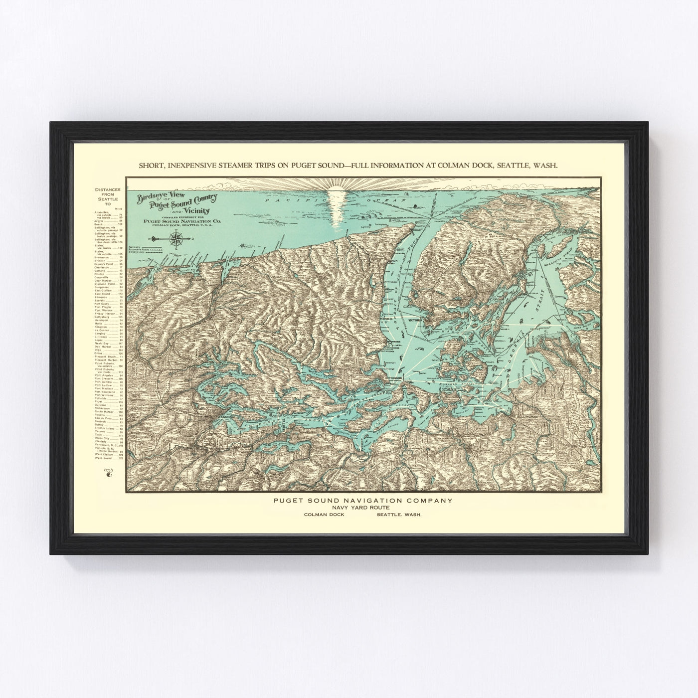 Puget Sound Vintage Map 1910