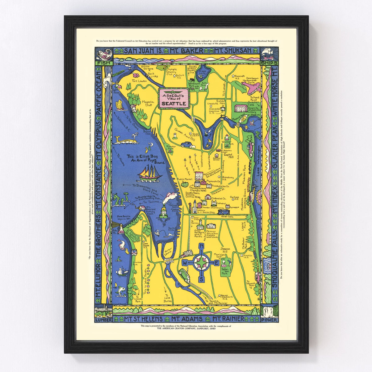 Seattle Vintage Map 1927