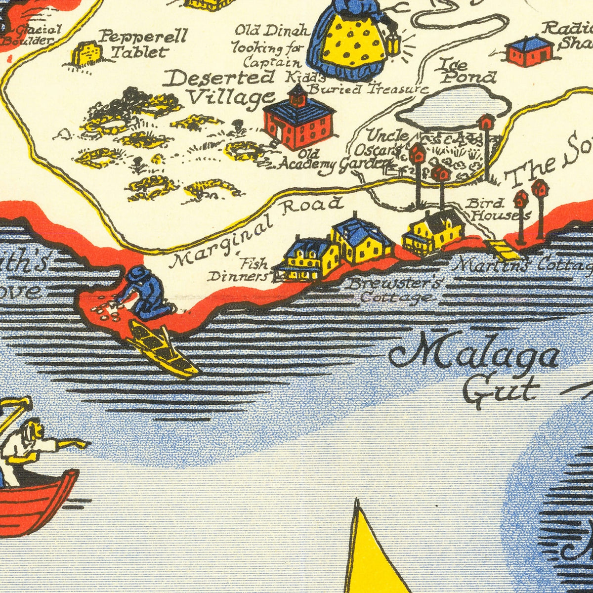 Restored historic details from the 1927 island map of County, Maine