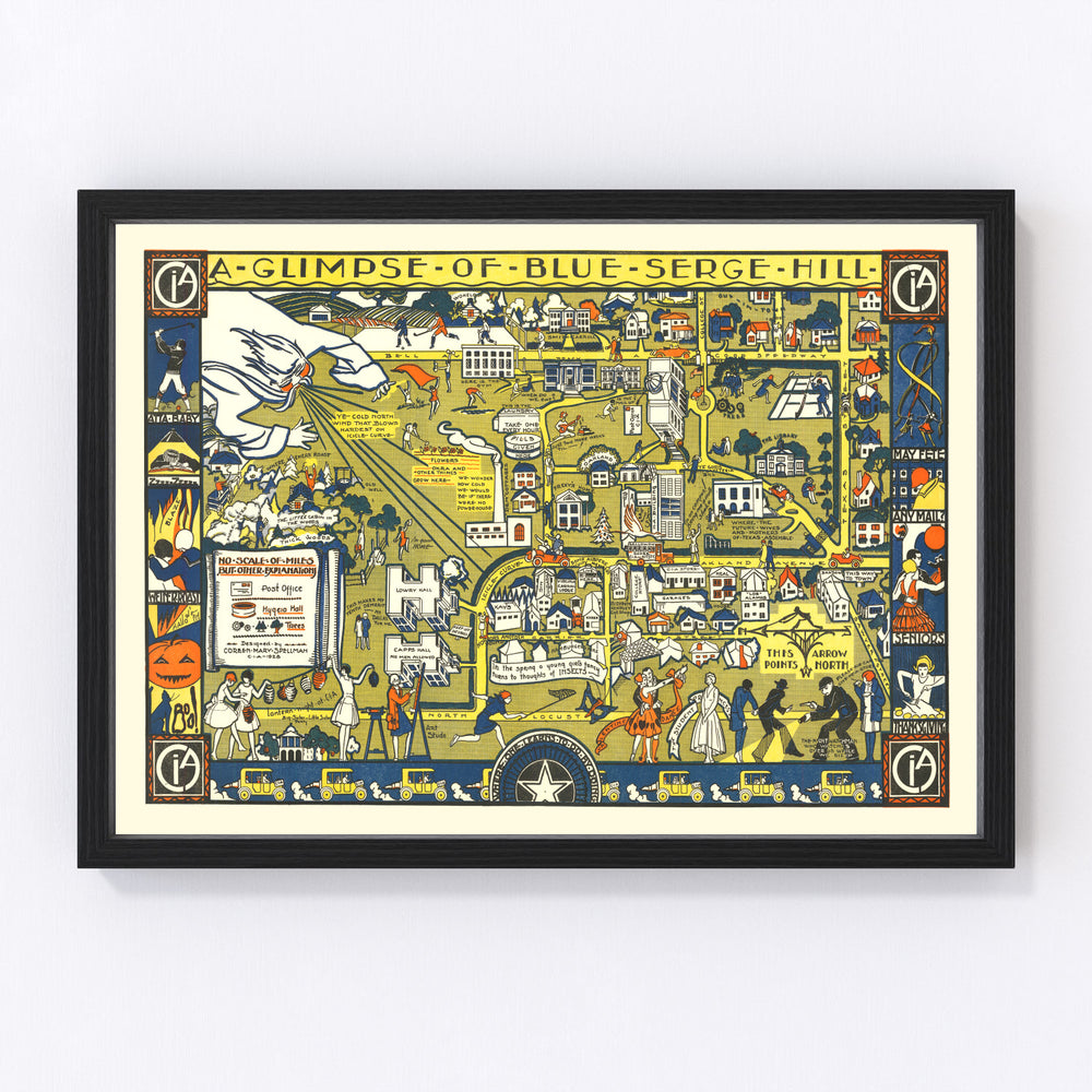 Blue Serge Hill Texas Womens University Vintage Map 1928