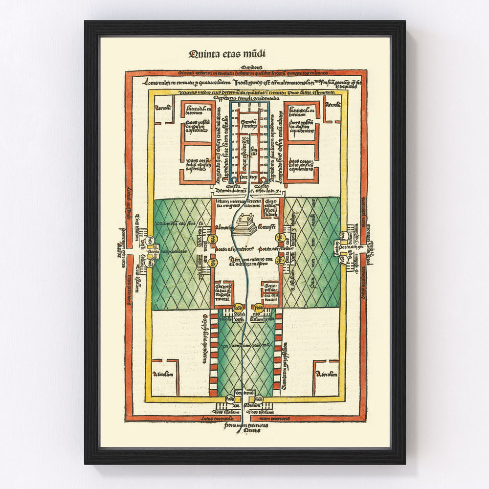 Ezekiel's Temple Vintage Map 1493